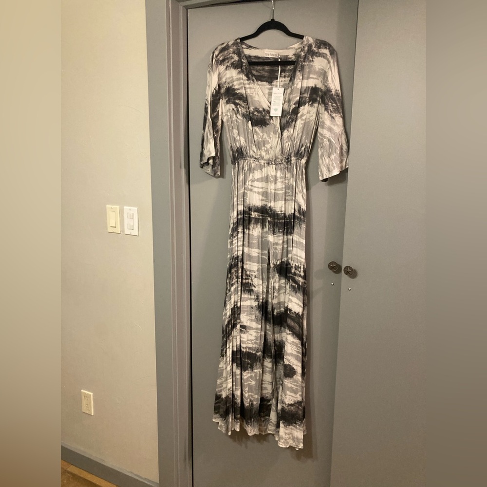 Black grey and white tye dyed Tiare Hawaii maxi dress. New, never worn.